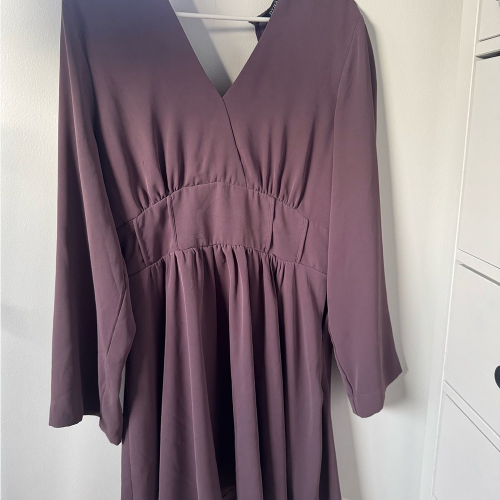 Dynamite Pink Pleated A-Line Dress with Dolman Sleeves